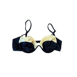 Vintage 80s DeWeese California black and gold bikini top